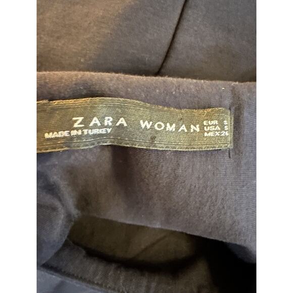 Zara Woman Women's Mock Neck Overlay Dress Navy Blue Size Small Flowy Lagenlook - Picture 5 of 7